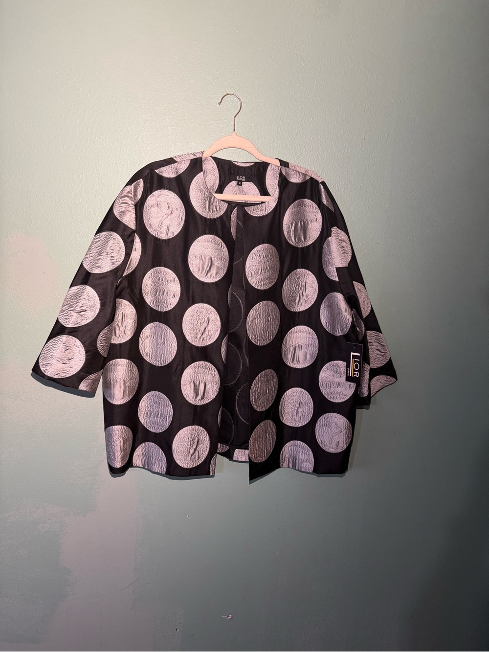 LOFT Black Jacket with White Polka Dot Texture